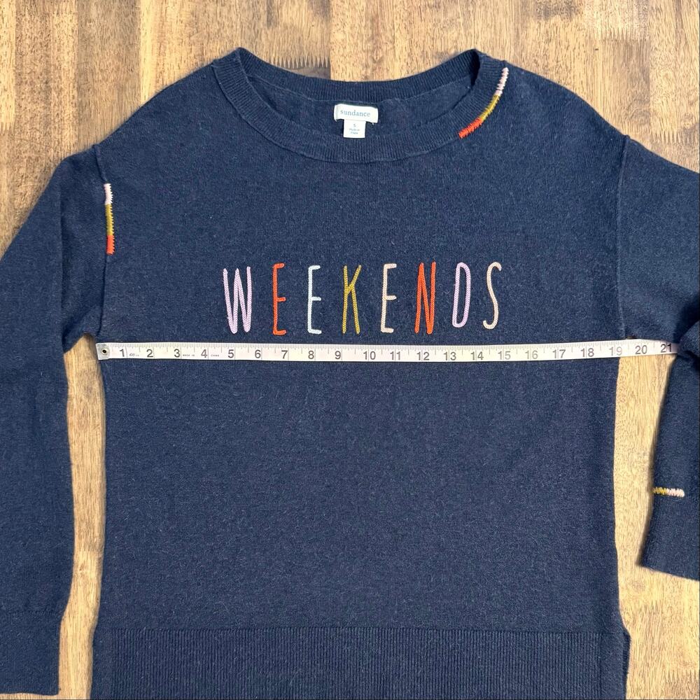 Sundance Weekends Sweater Wool Blend Embroidered Cozycore Blue Women’s Small - Picture 4 of 10